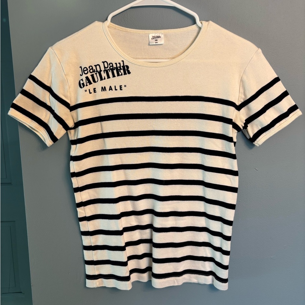 Jean Paul Gaultier Le Male Striped Tee - Black and Cream